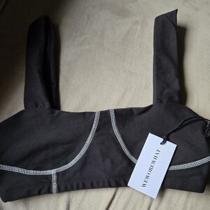 WeWoreWhat Charcoal Bralette with Contrast Stitching